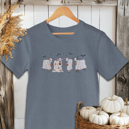 Holiday Shirt Adult T-shirt / Heather Slate / XS Ghostly Cows Halloween Shirt