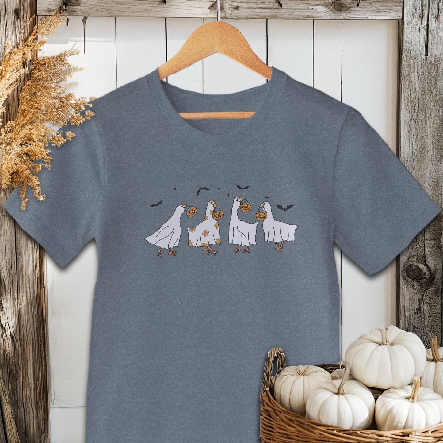 Holiday Shirt Adult T-shirt / Heather Slate / XS Ghostly Geese Halloween Shirt