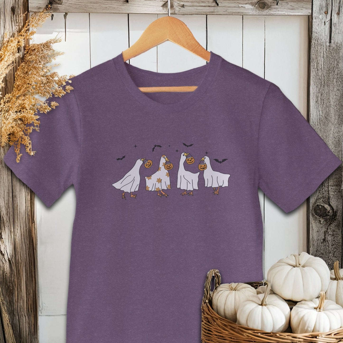 Holiday Shirt Adult T-shirt / Heather Team Purple / XS Ghostly Geese Halloween Shirt