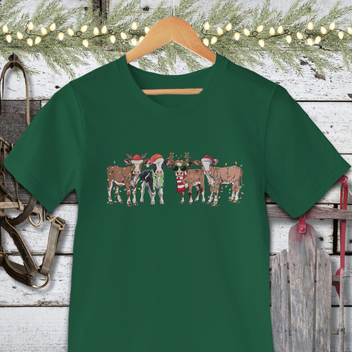 Holiday Shirt Adult T-shirt / Kelly / XS Festive Cows Shirt