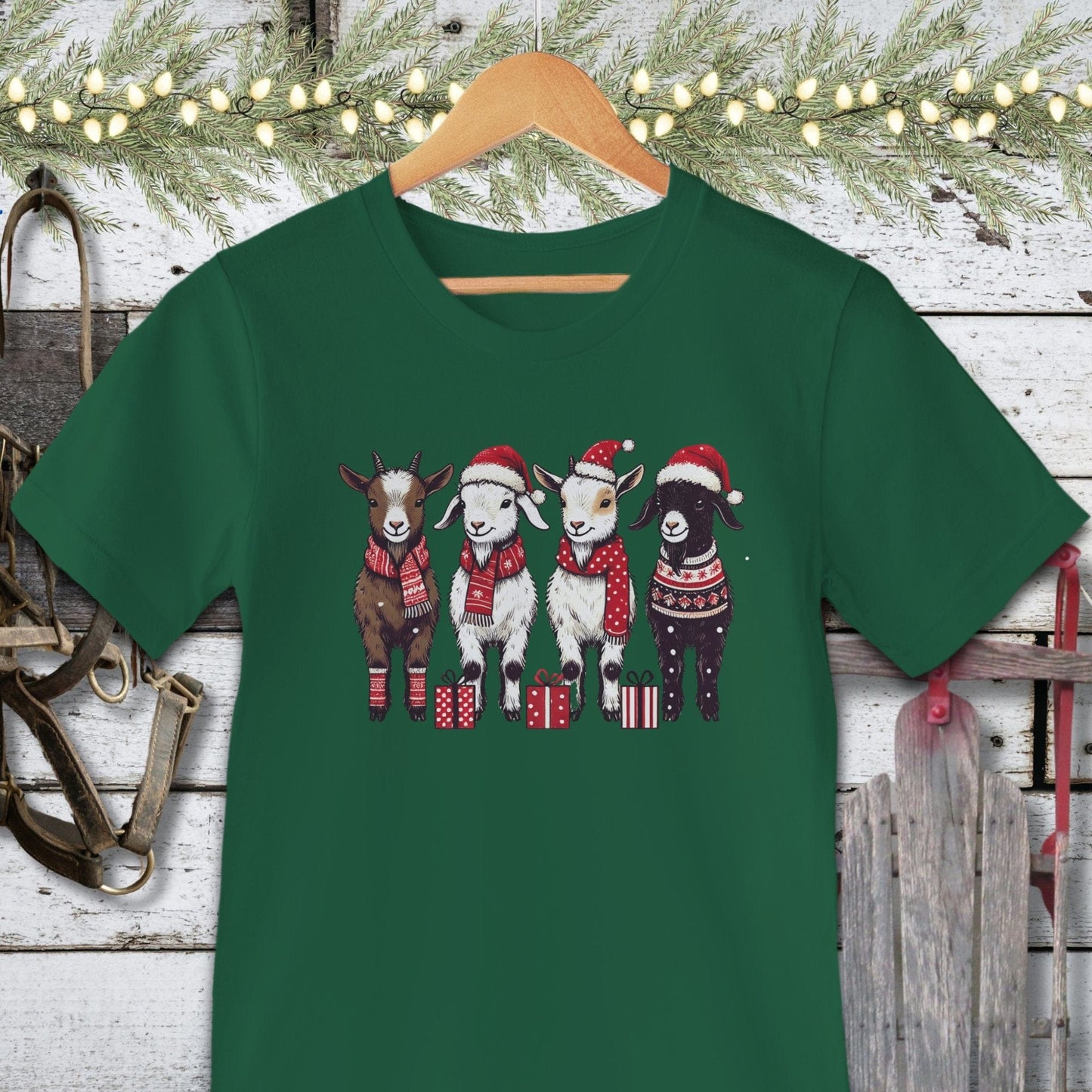 Holiday Shirt Adult T-shirt / Kelly / XS Festive Goats Shirt