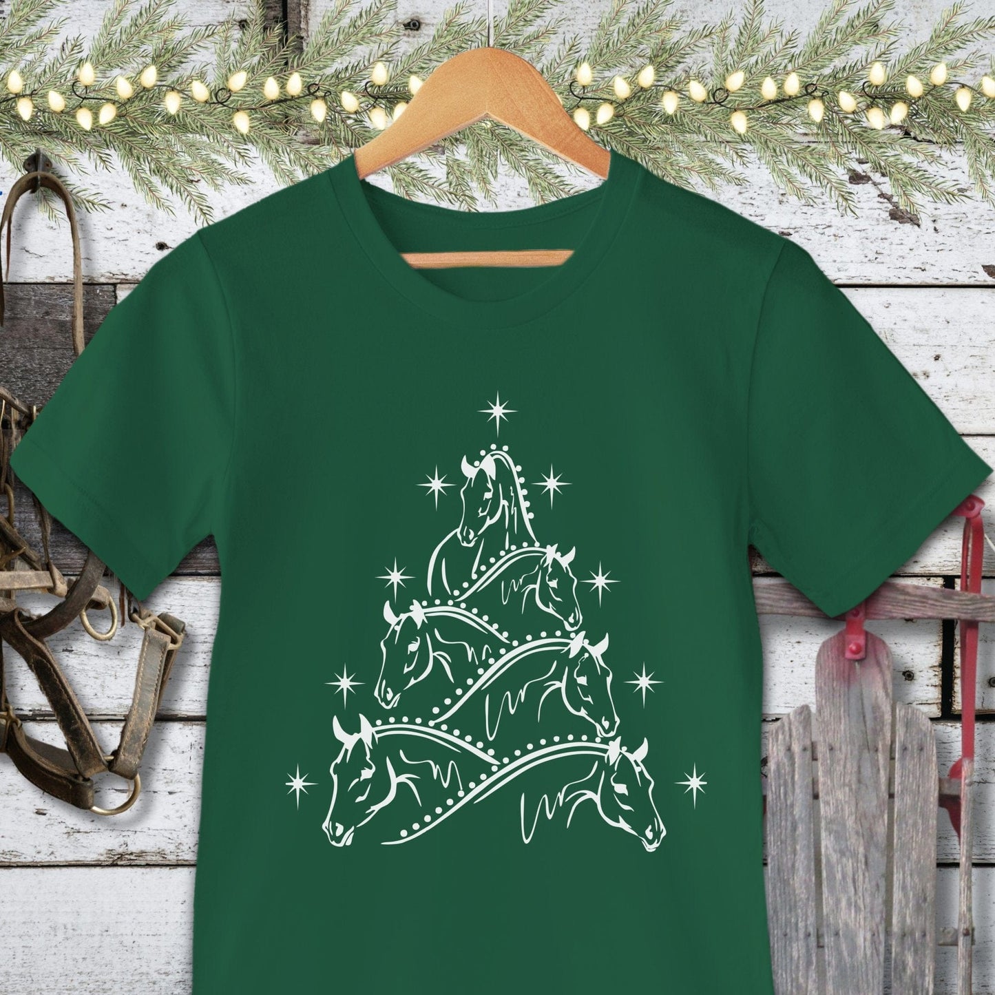 Holiday Shirt Adult T-shirt / Kelly / XS Horse Art Christmas Shirt