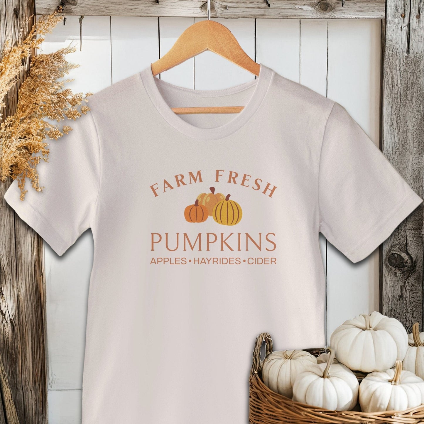 Holiday Shirt Adult T-shirt / Natural / XS Farm Fresh Pumpkins Fall Shirt