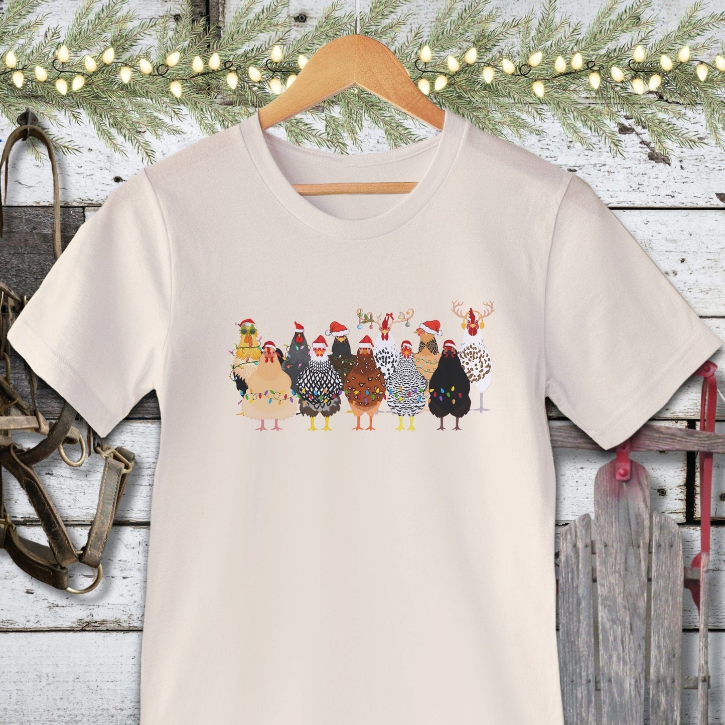 Holiday Shirt Adult T-shirt / Natural / XS Festive Chickens Shirt