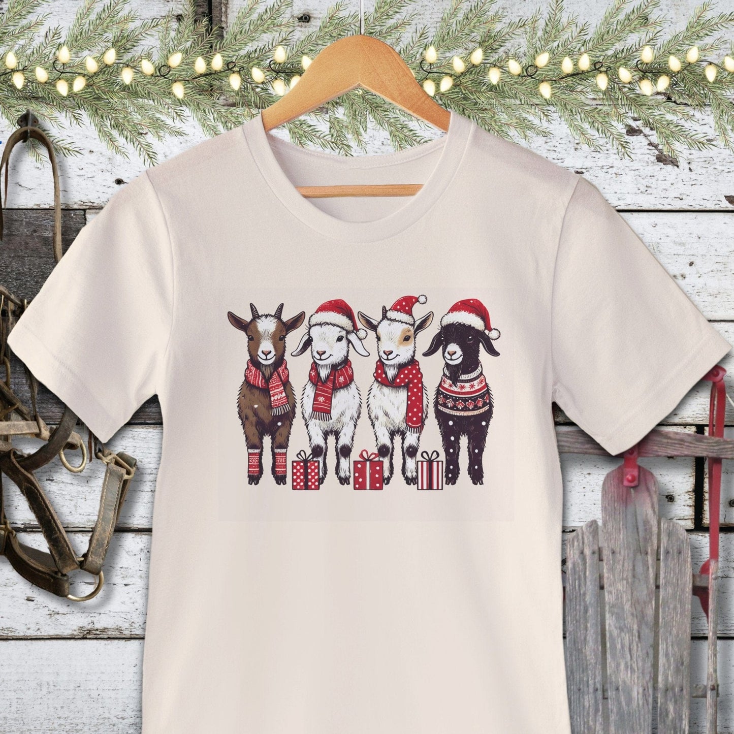 Holiday Shirt Adult T-shirt / Natural / XS Festive Goats Shirt