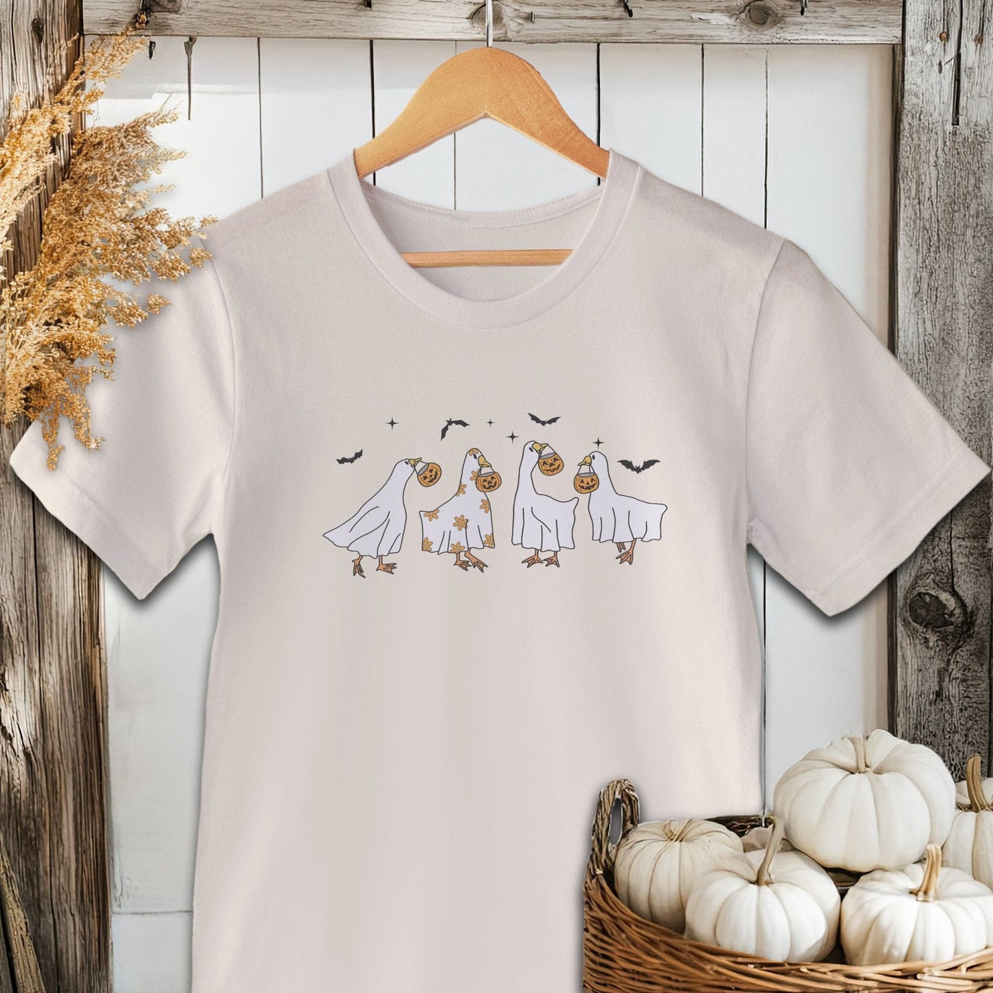 Holiday Shirt Adult T-shirt / Natural / XS Ghostly Geese Halloween Shirt