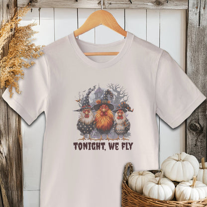 Holiday Shirt Adult T-shirt / Natural / XS Halloween Witch Chickens Shirt