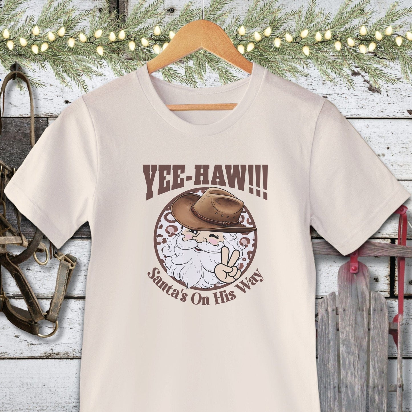 Holiday Shirt Adult T-shirt / Natural / XS Yee-Haw Santa Shirt