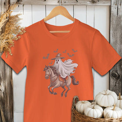 Holiday Shirt Adult T-shirt / Orange / XS Ghost Riding Horse Halloween Shirt