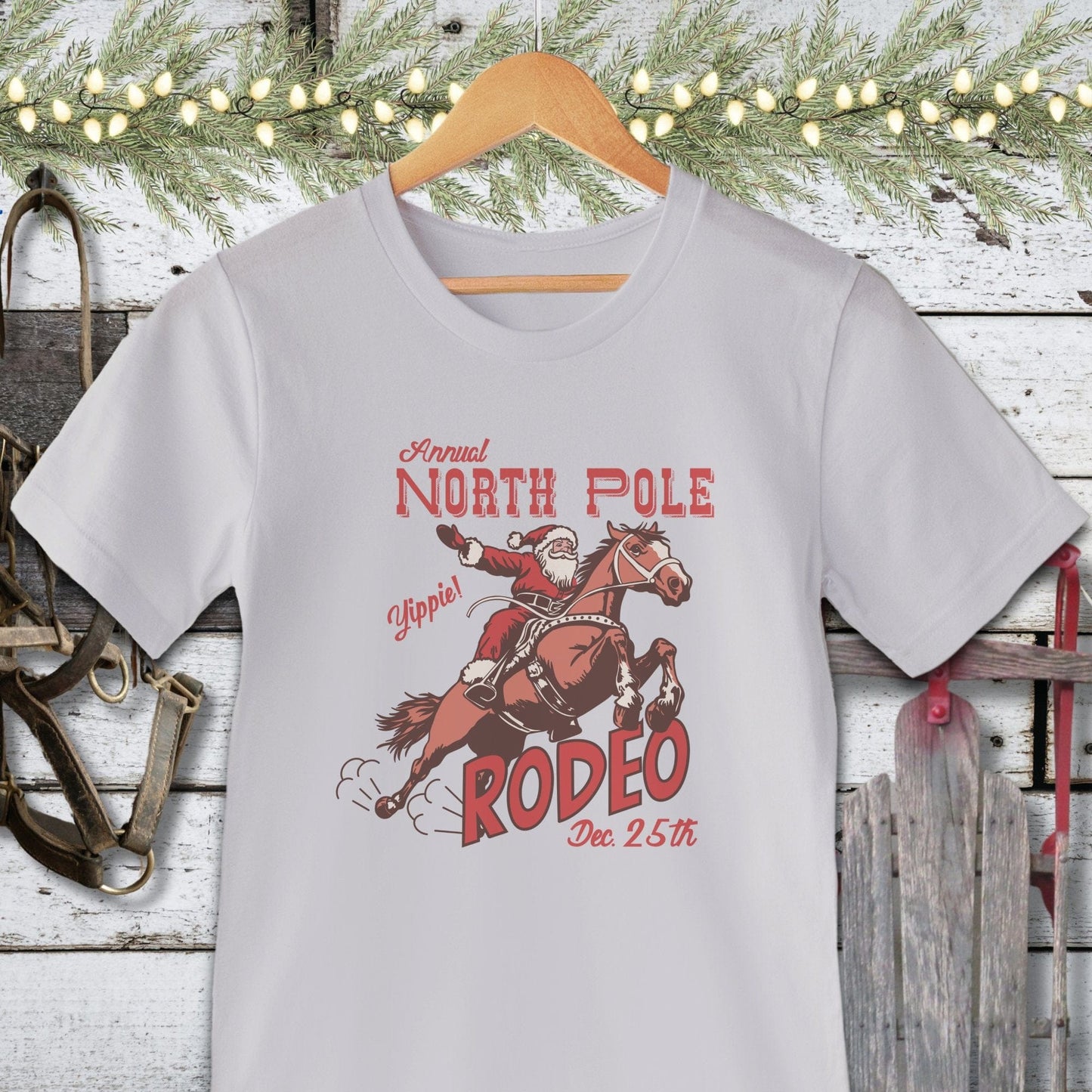 Holiday Shirt Adult T-shirt / Silver / XS North Pole Rodeo Shirt