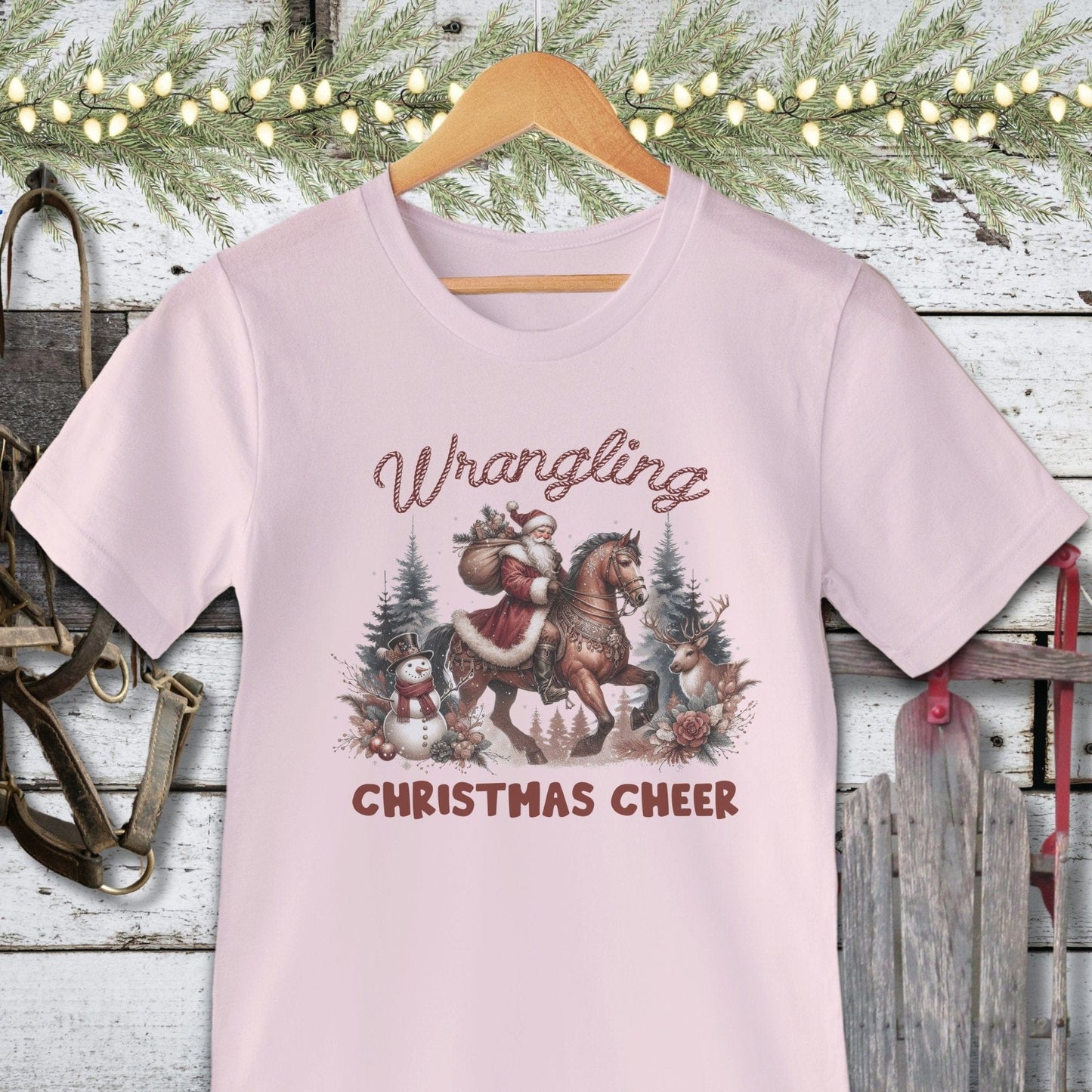 Holiday Shirt Adult T-shirt / Soft Pink / XS Wrangling Christmas Cheer Shirt