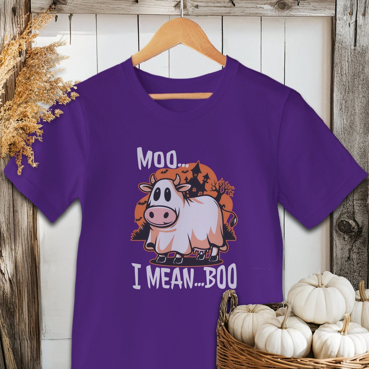 Holiday Shirt Adult T-shirt / Team Purple / XS Halloween Moo I Mean Boo Cow Shirt