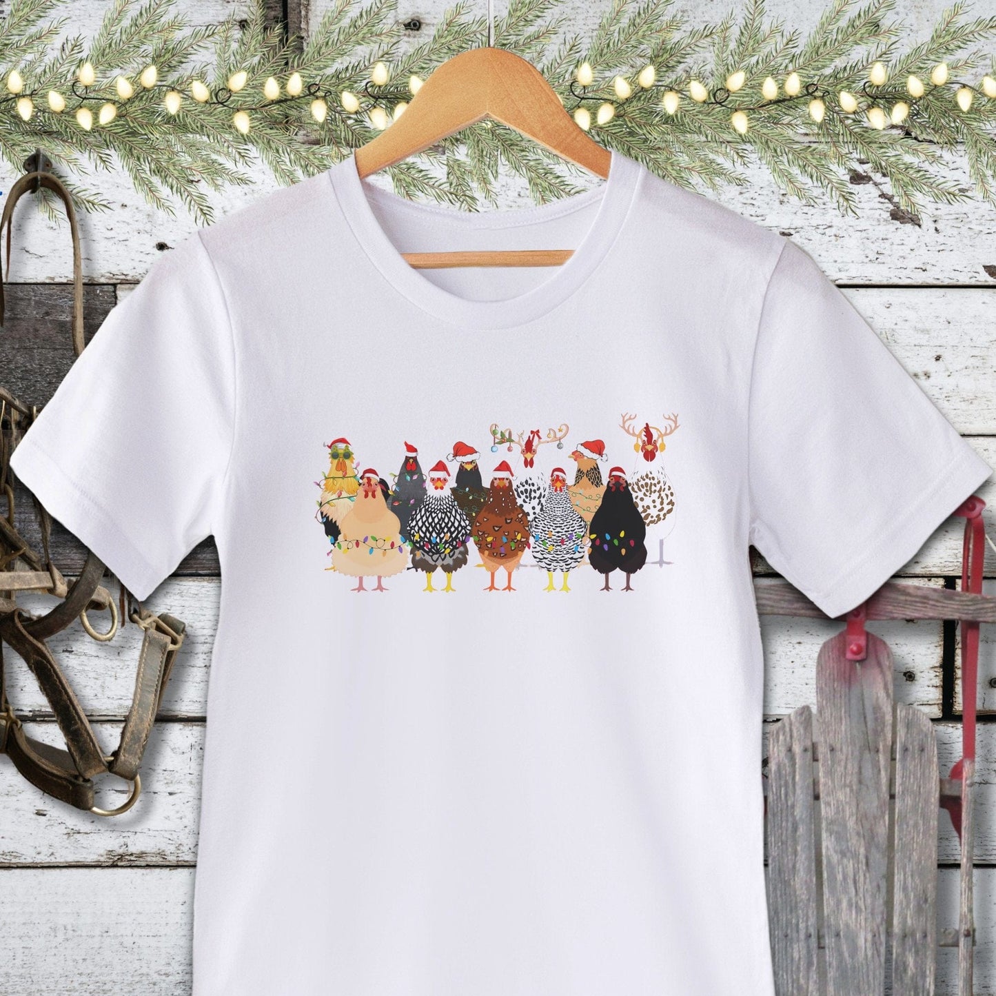 Holiday Shirt Adult T-shirt / White / XS Festive Chickens Shirt