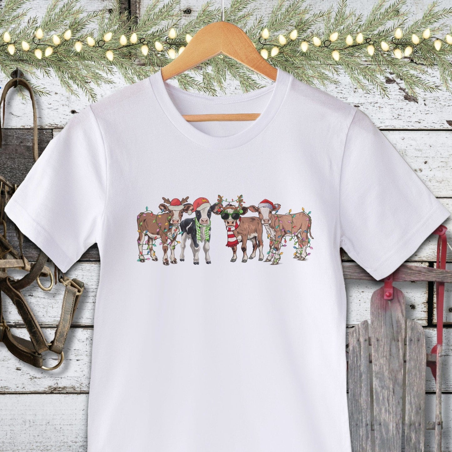 Holiday Shirt Adult T-shirt / White / XS Festive Cows Shirt