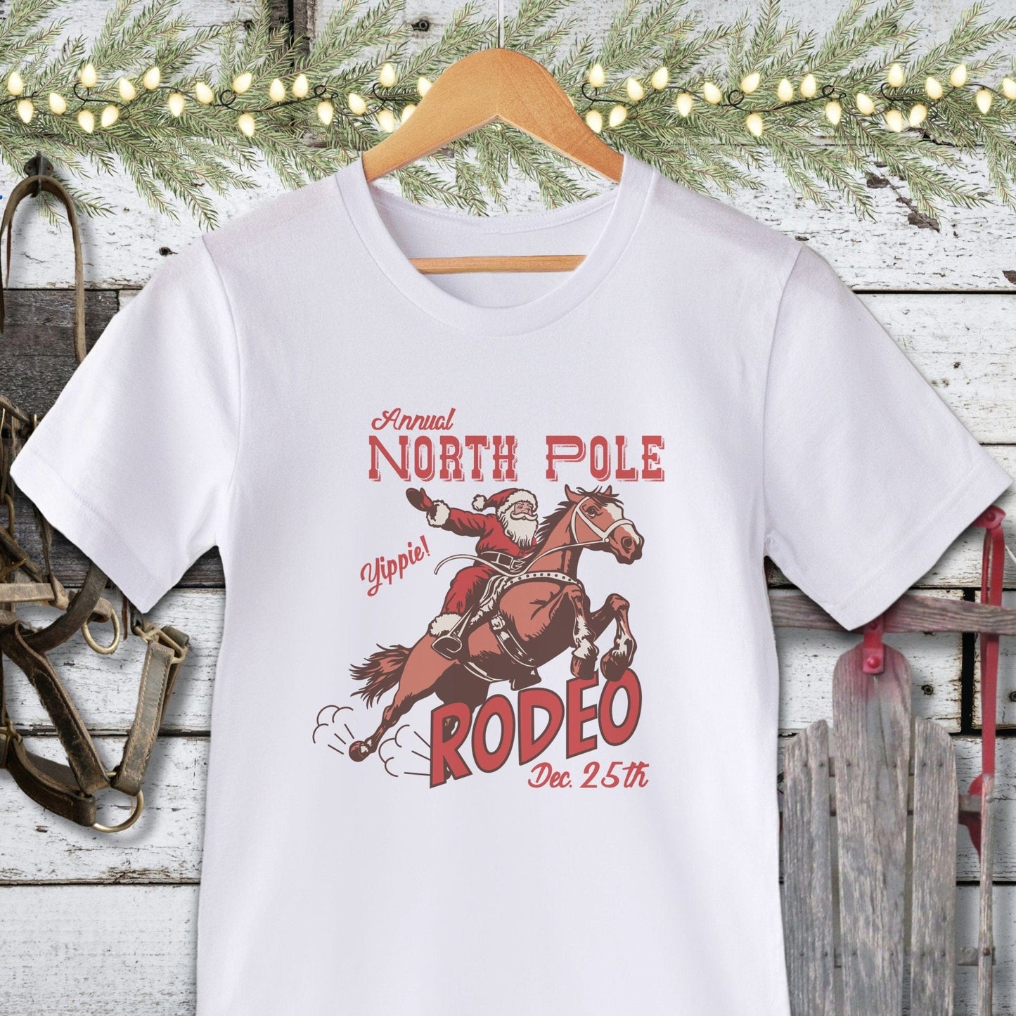 Holiday Shirt Adult T-shirt / White / XS North Pole Rodeo Shirt