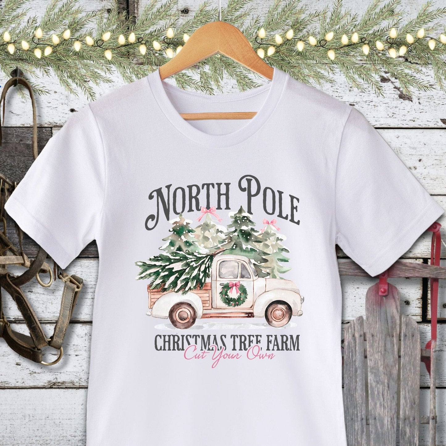 Holiday Shirt Adult T-shirt / White / XS North Pole Tree Farm Shirt