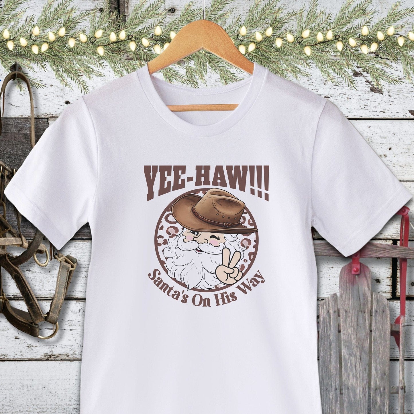 Holiday Shirt Adult T-shirt / White / XS Yee-Haw Santa Shirt