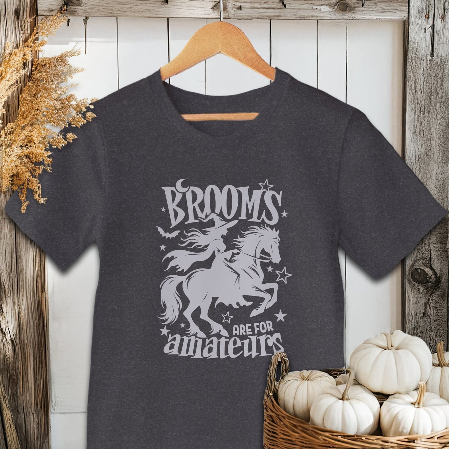 Holiday Shirt Adult T-shirt / XS / Dark Grey Heather Brooms Are For Amateurs Halloween Shirt