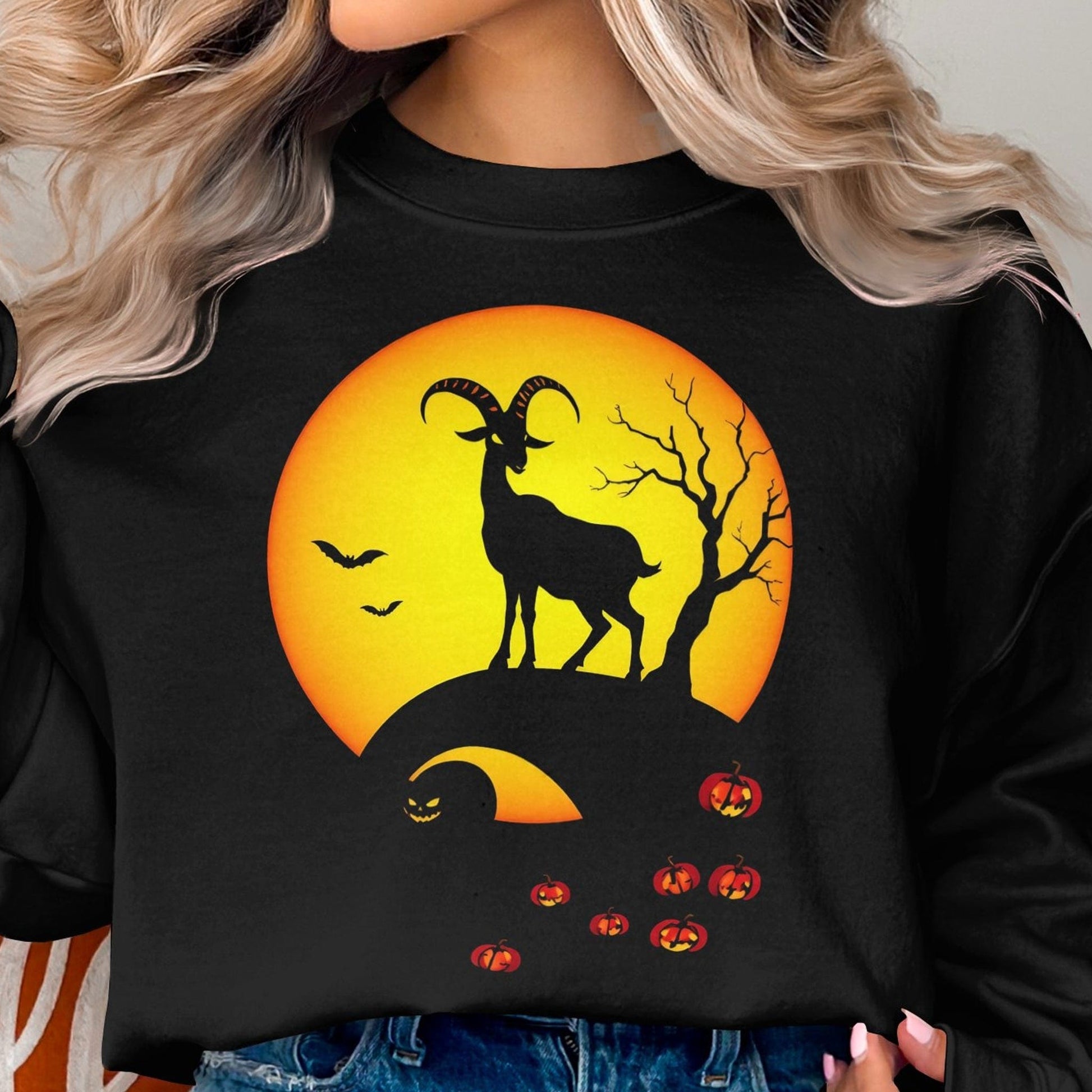 Holiday Shirt Halloween Full Moon Goat Shirt