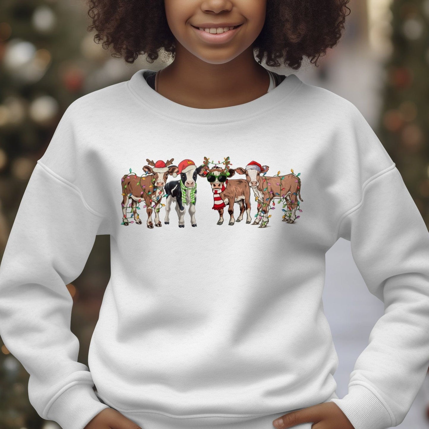 Holiday Youth Shirt Festive Cows Youth Shirt