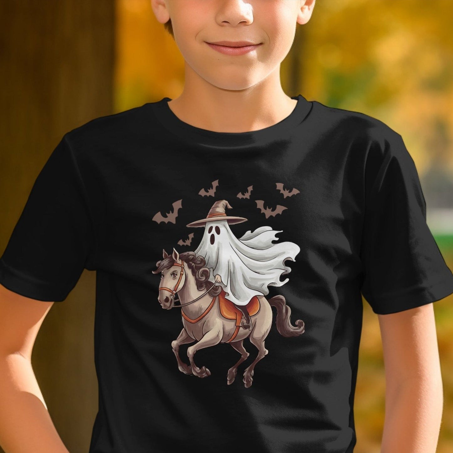 Holiday Youth Shirt Ghost Riding Horse Halloween Youth Shirt