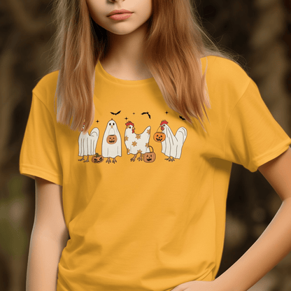 Holiday Youth Shirt Ghostly Chickens Halloween Youth Shirt