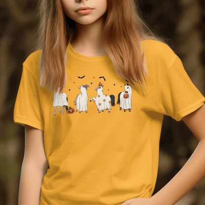 Holiday Youth Shirt Ghostly Horses Halloween Youth Shirt