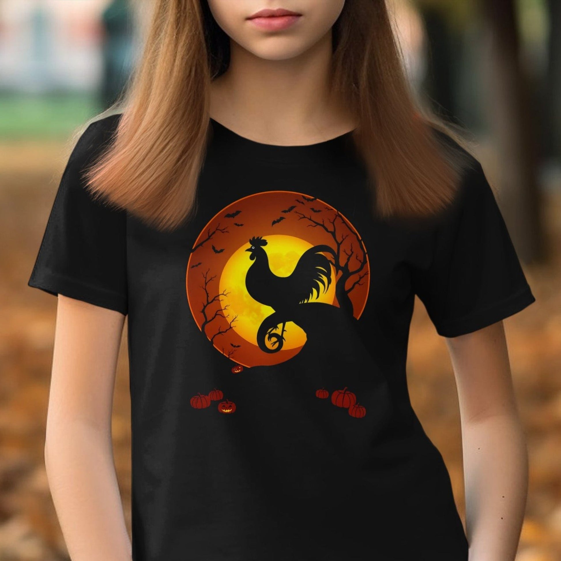 Holiday Youth Shirt Halloween Rooster in the Moon Youth Shirt