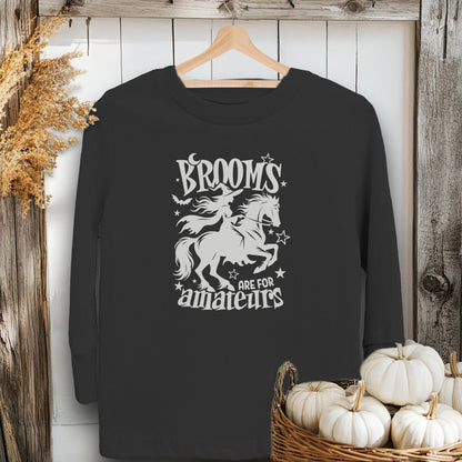 Holiday Youth Shirt Toddle Long Sleeve Tee / Black / 2T Brooms Are For Amateurs Halloween Youth Shirt