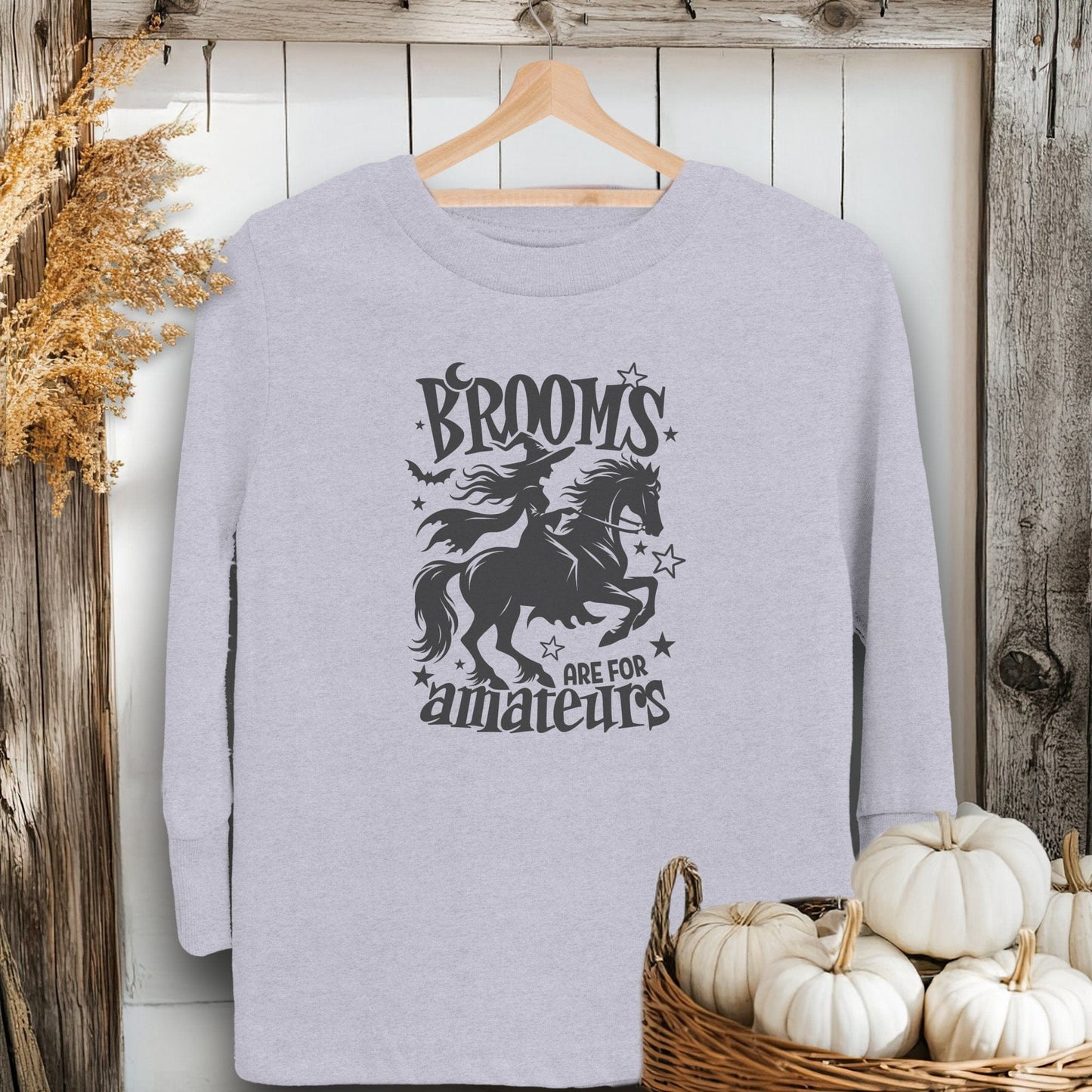 Holiday Youth Shirt Toddle Long Sleeve Tee / Heather / 2T Brooms Are For Amateurs Halloween Youth Shirt