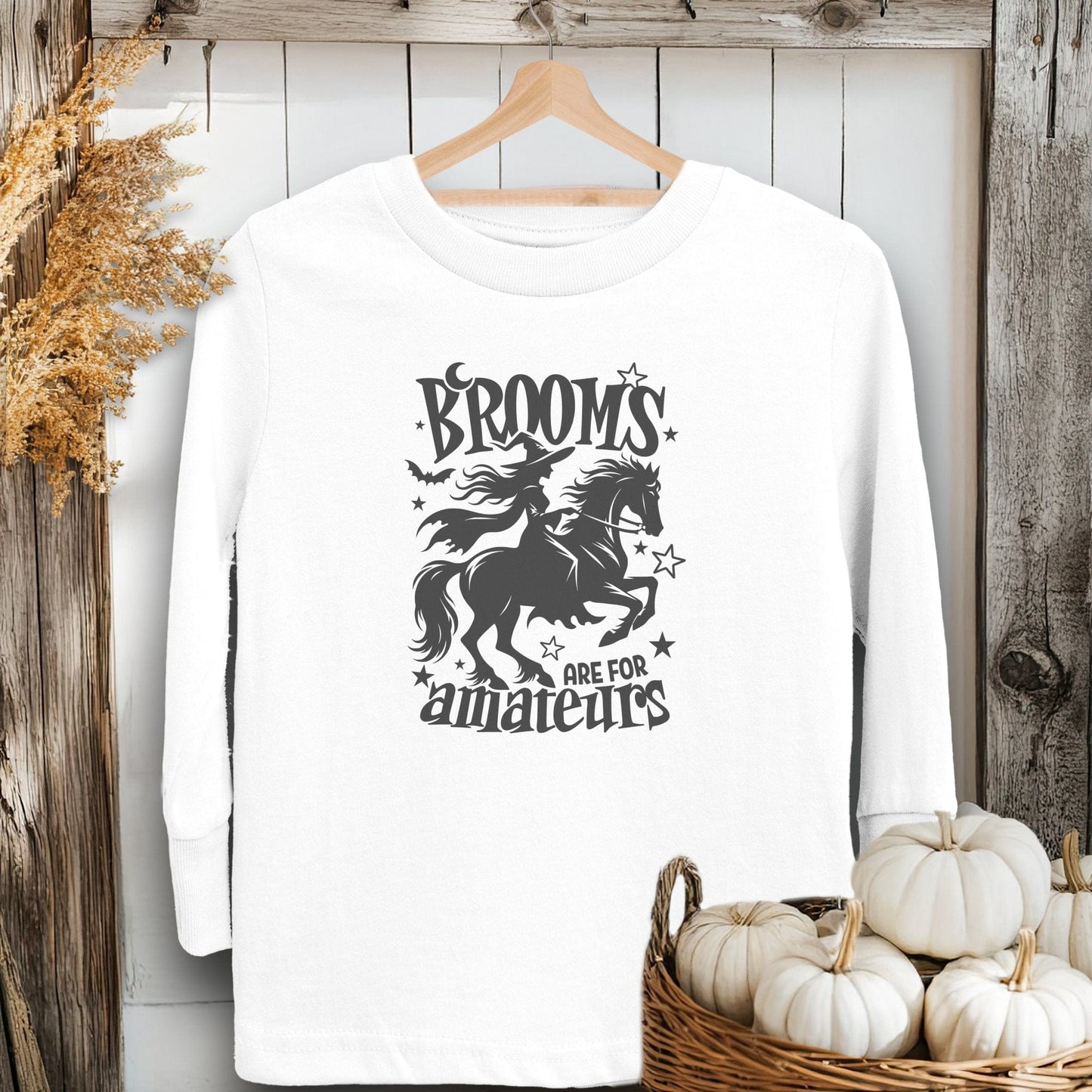 Holiday Youth Shirt Toddle Long Sleeve Tee / White / 2T Brooms Are For Amateurs Halloween Youth Shirt