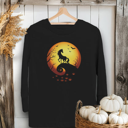 Holiday Youth Shirt Toddler Long Sleeve Tee / 2T / Black Halloween Horse in the Moon Youth Shirt