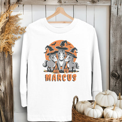 Holiday Youth Shirt Toddler Long Sleeve Tee / 2T / White Personalized Halloween Horse Youth Shirt