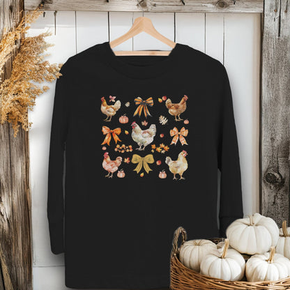 Holiday Youth Shirt Toddler Long Sleeve Tee / Black / 2T Chickens and Bows Fall - Youth Shirt