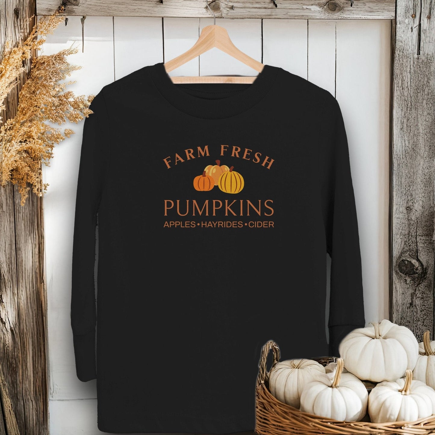 Holiday Youth Shirt Toddler Long Sleeve Tee / Black / 2T Farm Fresh Pumpkins Fall - Youth Shirt