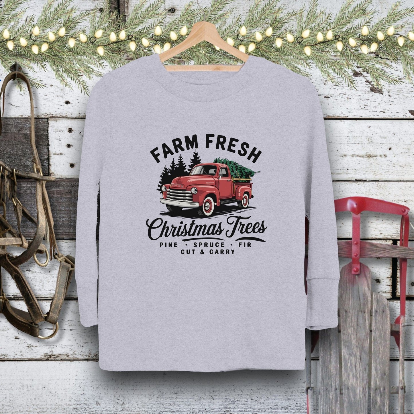 Holiday Youth Shirt Toddler Long Sleeve Tee / Heather / 2T Christmas Tree Farm Youth Shirt