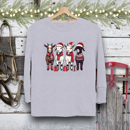 Holiday Youth Shirt Toddler Long Sleeve Tee / Heather / 2T Festive Goats Youth Shirt