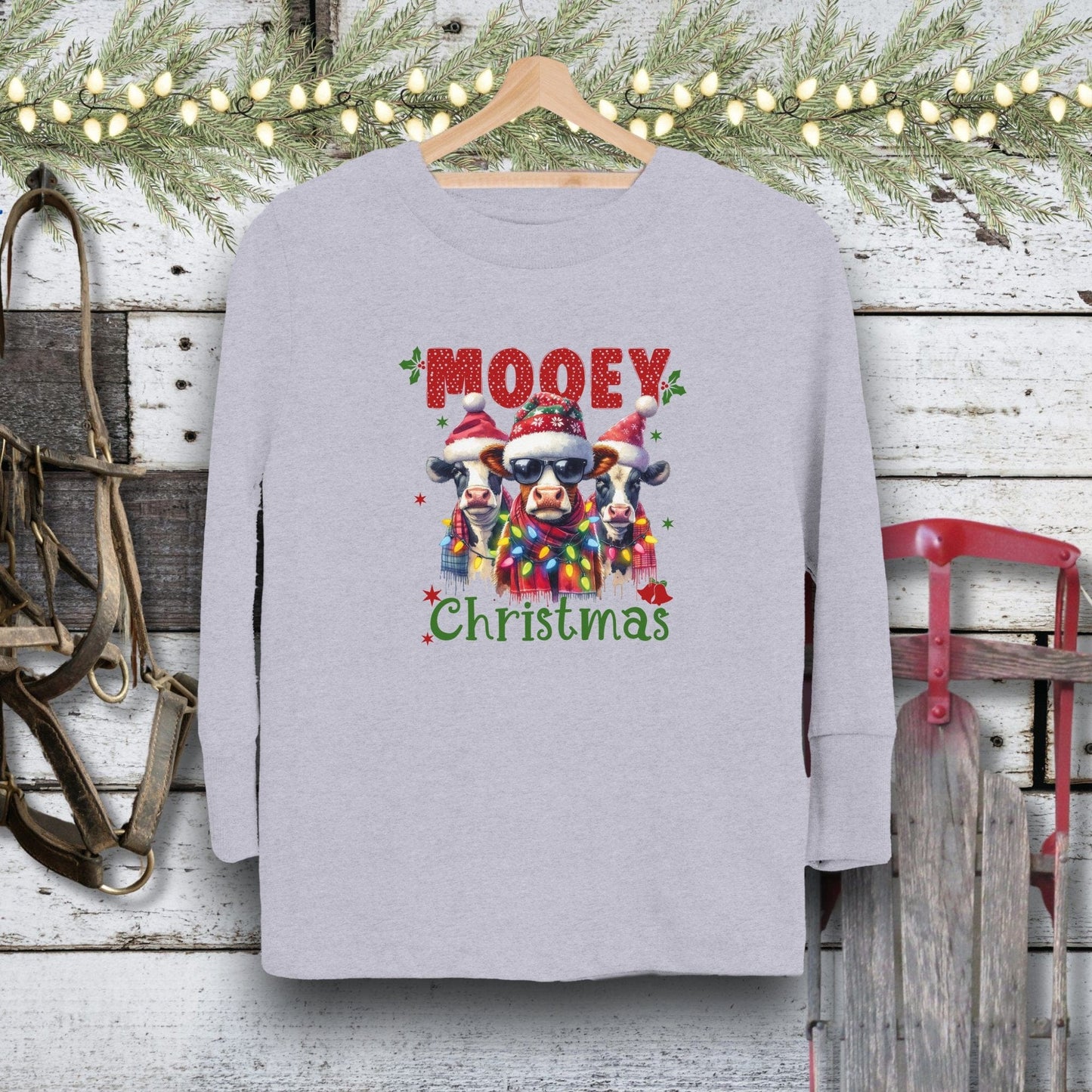 Holiday Youth Shirt Toddler Long Sleeve Tee / Heather / 2T Mooey Christmas Youth Shirt