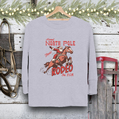 Holiday Youth Shirt Toddler Long Sleeve Tee / Heather / 2T North Pole Rodeo Youth Shirt