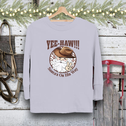 Holiday Youth Shirt Toddler Long Sleeve Tee / Heather / 2T Yee-Haw Santa Youth Shirt