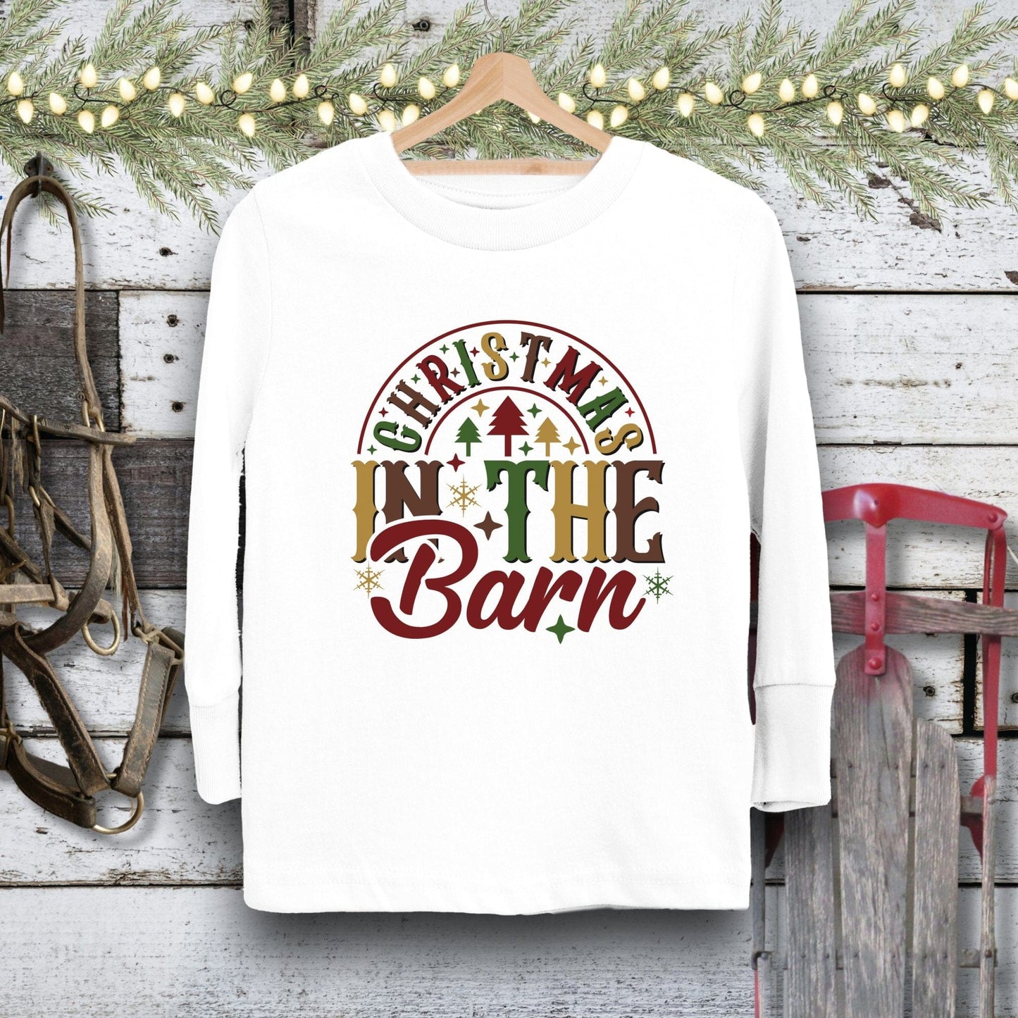 Holiday Youth Shirt Toddler Long Sleeve Tee / White / 2T Christmas In The Barn Youth Shirt