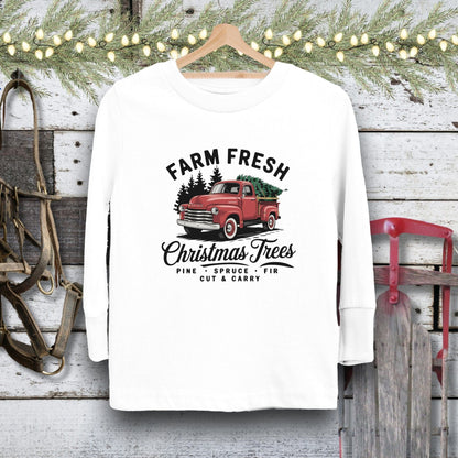 Holiday Youth Shirt Toddler Long Sleeve Tee / White / 2T Christmas Tree Farm Youth Shirt