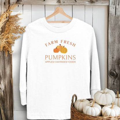 Holiday Youth Shirt Toddler Long Sleeve Tee / White / 2T Farm Fresh Pumpkins Fall - Youth Shirt