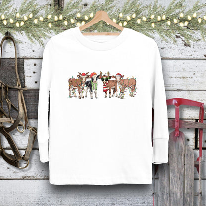 Holiday Youth Shirt Toddler Long Sleeve Tee / White / 2T Festive Cows Youth Shirt