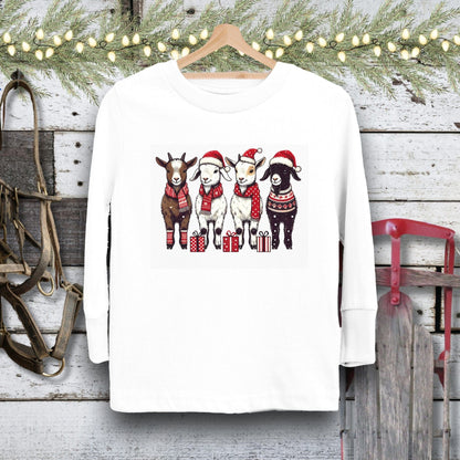 Holiday Youth Shirt Toddler Long Sleeve Tee / White / 2T Festive Goats Youth Shirt