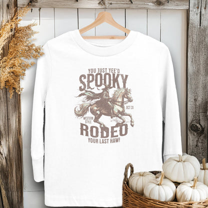 Holiday Youth Shirt Toddler Long Sleeve Tee / White / 2T Spooky Rodeo Halloween Youth Shirt