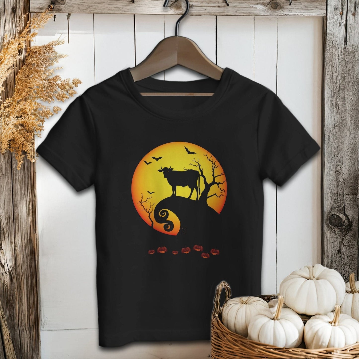 Holiday Youth Shirt Toddler T-shirt / 2T / Black Halloween Cow in Moonlight Youth Shirt