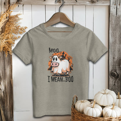 Holiday Youth Shirt Toddler T-shirt / 2T / Heather Stone Halloween Moo I Mean Boo Cow Youth Shirt