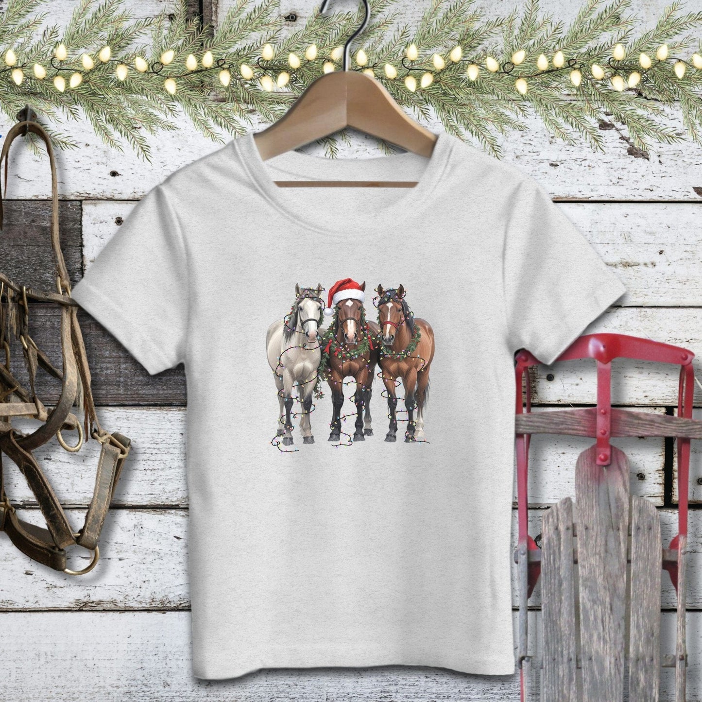 Holiday Youth Shirt Toddler T-shirt / Athletic Heather / 2T Festive Horses Youth Shirt