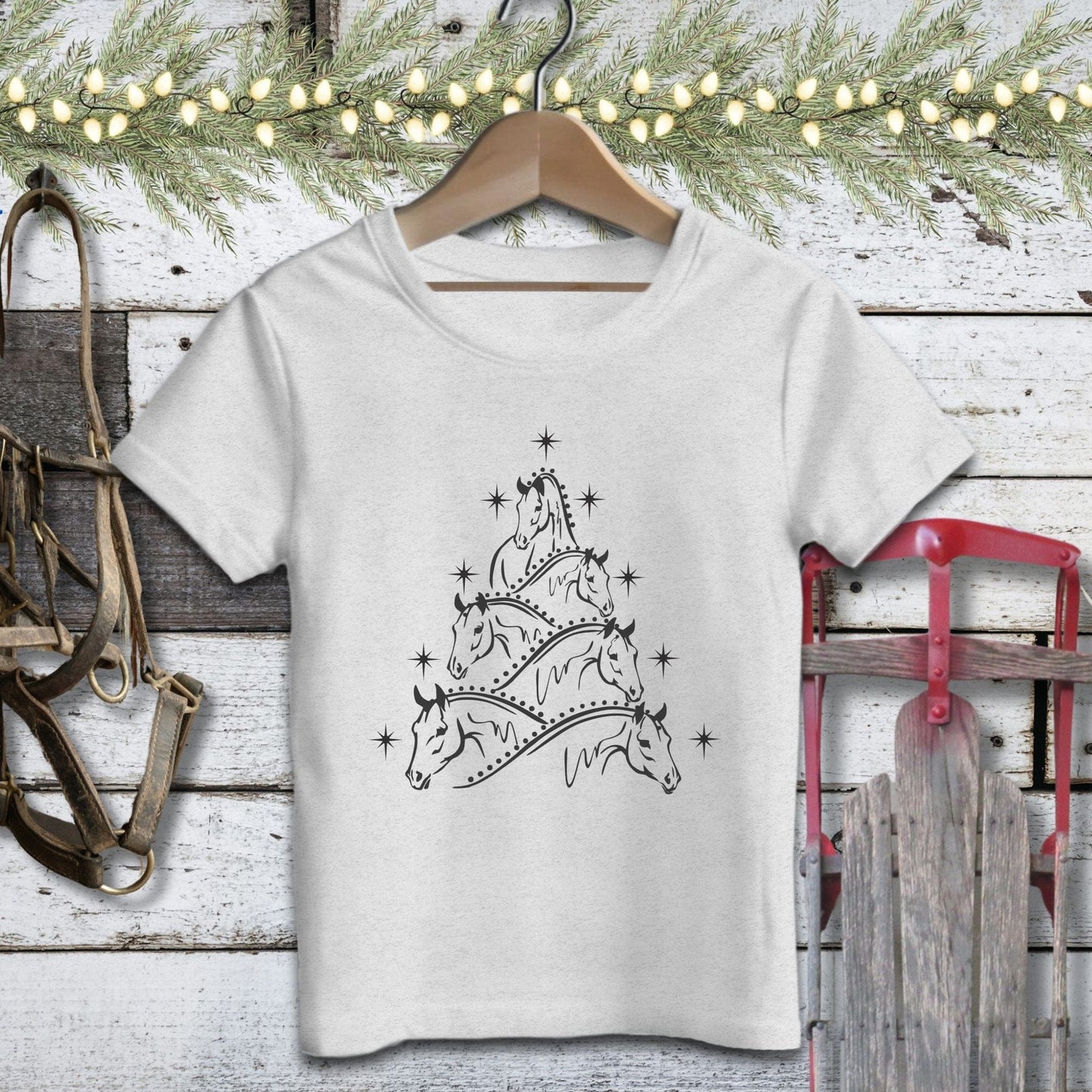 Holiday Youth Shirt Toddler T-shirt / Athletic Heather / 2T Horse Art Christmas Youth Shirt